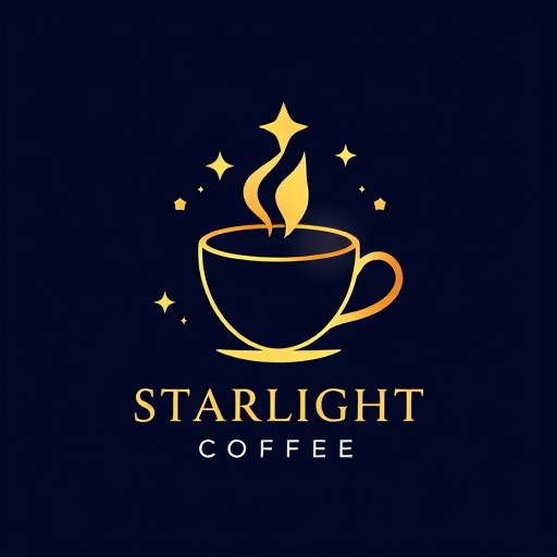 Branding for 'Starlight Coffee', featuring a logo with a coffee cup and stars.