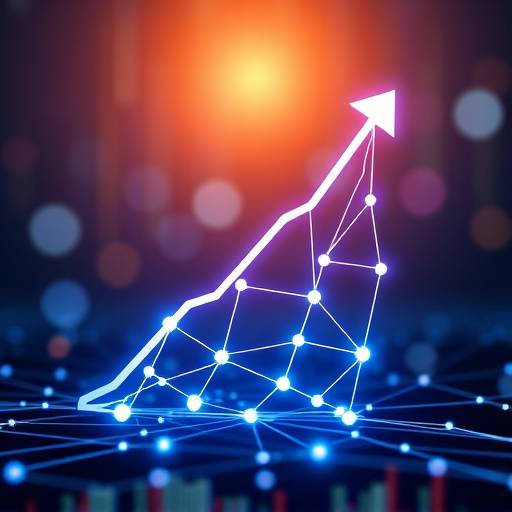 Digital Marketing Icon representing a rising graph with interconnected nodes, symbolizing online growth and connectivity