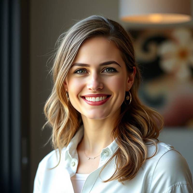 Portrait of Chloe Davis, Senior Graphic Designer at Luminary Design Studio.