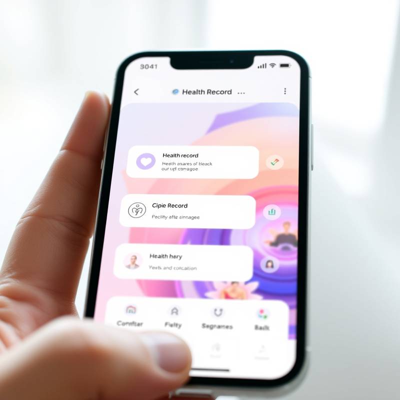 Sleek mobile app design for 'MediTrack', demonstrating an intuitive interface for managing health records and appointments.